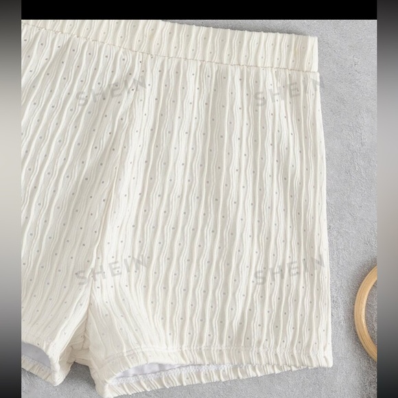 SHEIN White Ribbed Halter Triangle Bikini Boy Short Swim - Picture 6 of 6